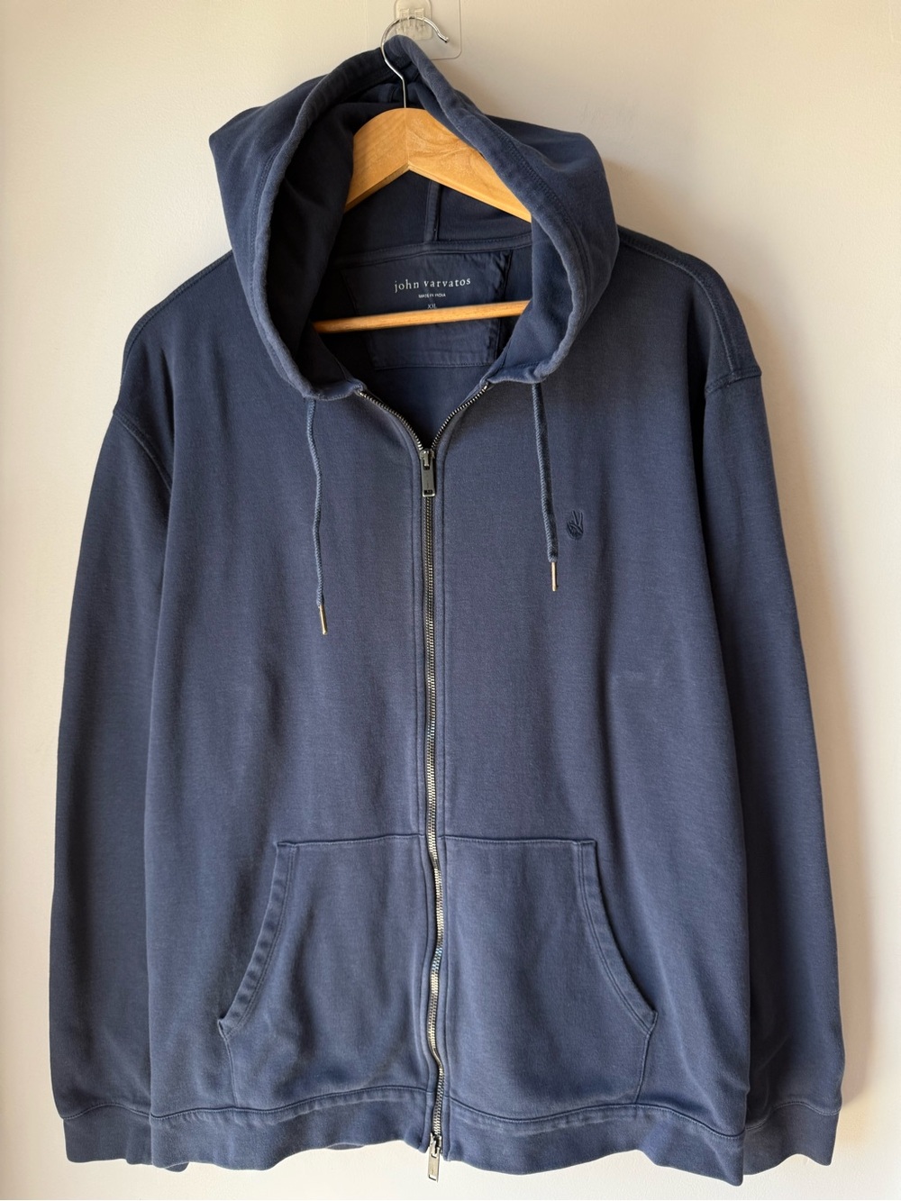 John Varvatos XXL Navy Full Zip Hoodie Sweatshirt